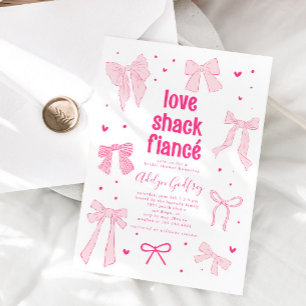 Love Shack Fiance Pink Bow Bridal Shower Invitation