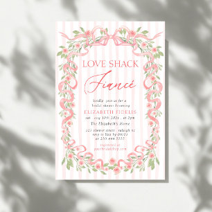 Love Shack Fiance Pink Bow Floral Bridal Shower Invitation