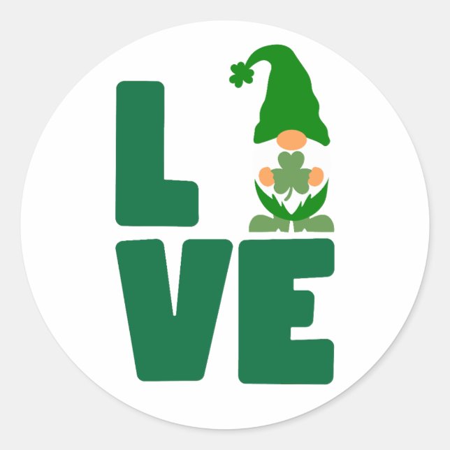 Love & Shamrock 🍀❤️ Classic Round Sticker (Front)