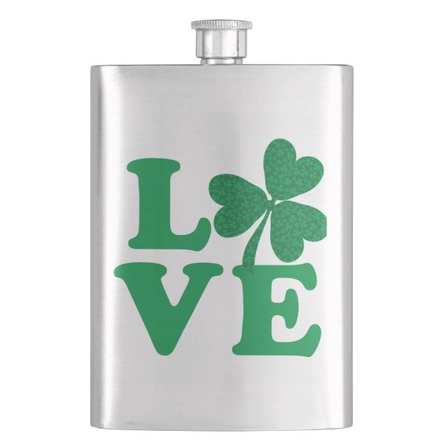 Love-Shamrock Hip Flask (Front)