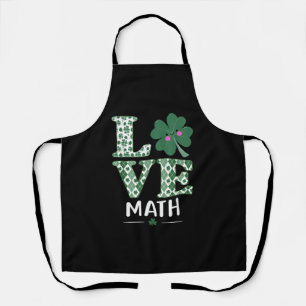 Love Shamrock Math Teacher St Patricks Day Apron