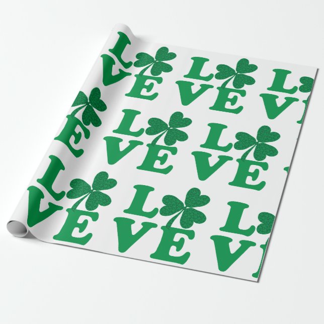 Love Shamrocks Wrapping Paper (Unrolled)