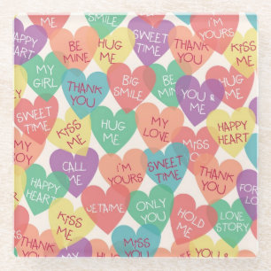 Love Shape Background Glass Coaster