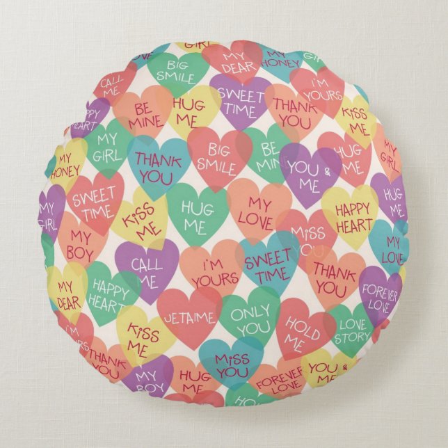 Love Shape Background Round Cushion (Front)