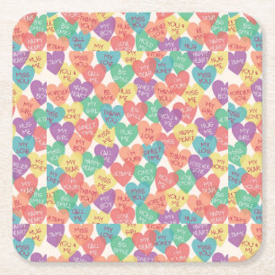 Love Shape Background Square Paper Coaster
