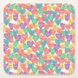 Love Shape Background Square Paper Coaster