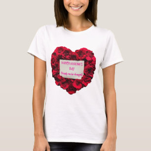 Love-shaped red rose flower design for Valentine's T-Shirt