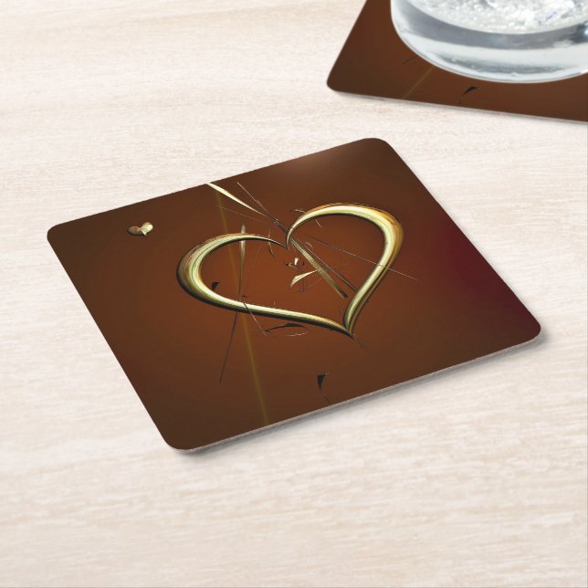 Love Shards of Gold Paper Coasters (Angled)