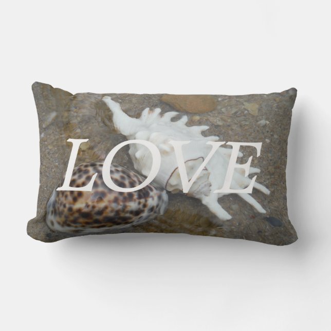 lOVE shells on the beach inspiration pillow (Front)