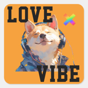LOVE × SHIBA - Custom Square Sticker
