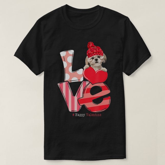 LOVE Shih Tzu Dog Valentine Day 2021  Funny Women  T-Shirt (Design Front)