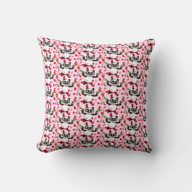 Love Shooter Panda Chequered Pattern Cushion (Front)