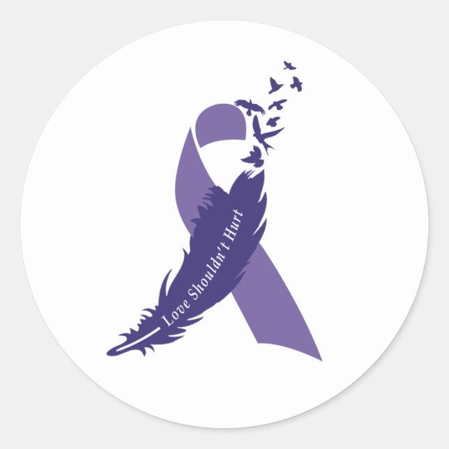 Love Shouldn't Hurt Domestic Violence Awareness Classic Round Sticker (Front)