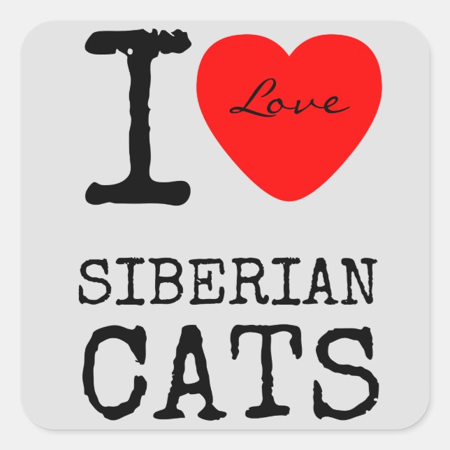Love Siberian Cats Stickers (Front)