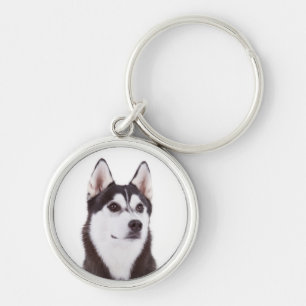 Love Siberian Husky Puppy Dog Portrait Keychain