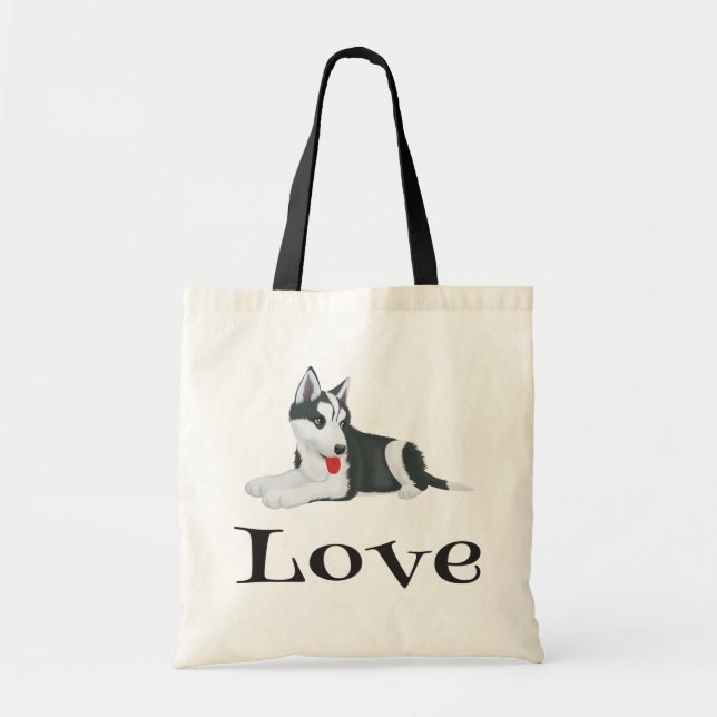 Love Siberian Husky Puppy Dog Tote Bag (Front)