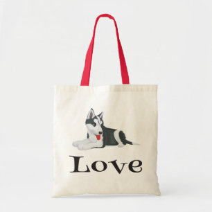 Love Siberian Husky Puppy Dog Tote Bag