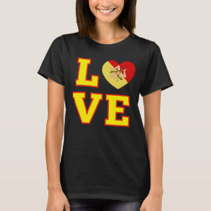 LOVE Sicily Sicilian Trinacria as the O in Love T-Shirt