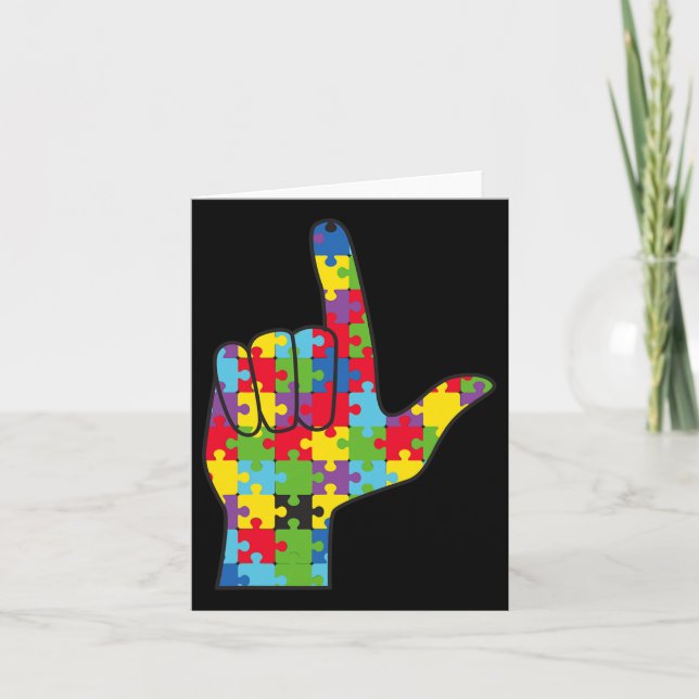 Love Sign Autism Awareness Support  Card (Front)