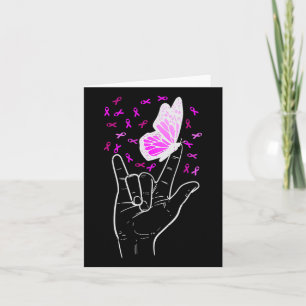Love Sign Butterfly Breast Cancer Awareness Pink R Card