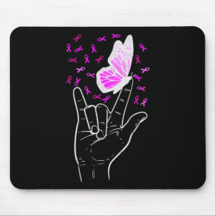 Love Sign Butterfly Breast Cancer Awareness Pink R Mouse Pad