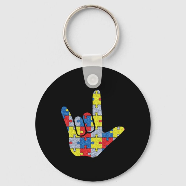 Love Sign Language Autism Awareness Support 4  Key Ring (Front)