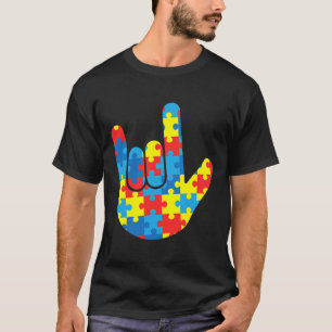 Love Sign Language Autism Gift Awareness Support 4 T-Shirt