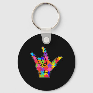 Love Sign Language Autism Gift Awareness Support 5 Key Ring