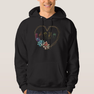 Love Sign Language Floral Heart ASL Valentine's Da Hoodie