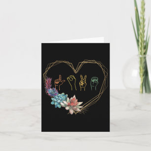 Love Sign Language Floral Heart Asl Valentines Day Card