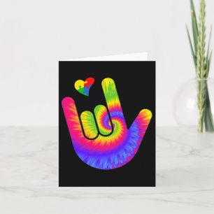 Love Sign Language Hand Autism Awareness Heart Tie Card