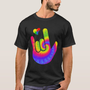 Love Sign Language Hand Autism Awareness Heart Tie T-Shirt
