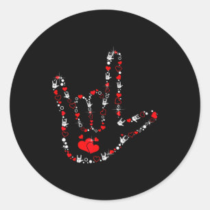 Love Sign Language Heart Asl Deaf Valentines Day Classic Round Sticker