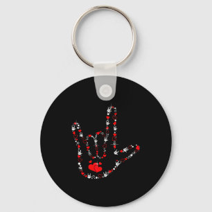 Love Sign Language Heart Asl Deaf Valentines Day Key Ring