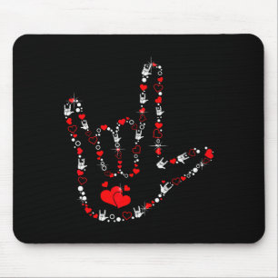 Love Sign Language Heart Asl Deaf Valentines Day Mouse Pad