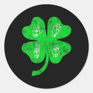 Love Sign Language St Patrick's Day Deaf Awareness Classic Round Sticker