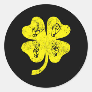 Love Sign Language St Patrick's Day Deaf Awareness Classic Round Sticker
