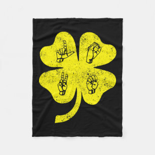 Love Sign Language St Patrick's Day Deaf Awareness Fleece Blanket
