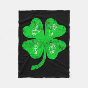 Love Sign Language St Patrick's Day Deaf Awareness Fleece Blanket