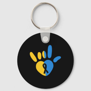 Love Sign Non-verbal Down Syndrome Awareness Heart Key Ring