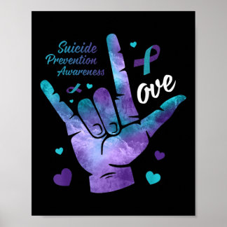 Love Sign Teal &amp; Purple Ribbon Suicide Prevent