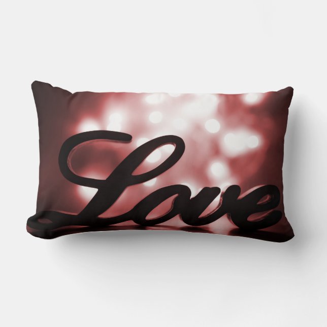 Love sign with red sparkle lights behind lumbar cushion (Front)
