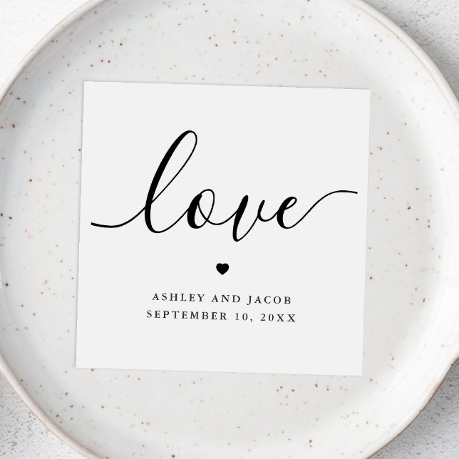 Love. Simple minimalist typography script wedding Napkin (Creator Uploaded)