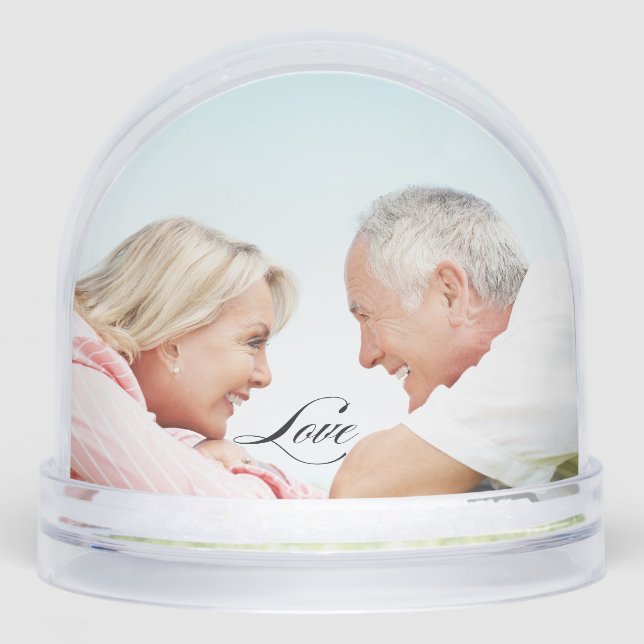 Love Simple Modern Script 2 Photo Snow Globe (Front)