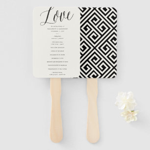Love Simple Script Geometric Chic Wedding Program Hand Fan