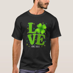 Love Single Dad Green Plaid Leopard Patrick's Day T-Shirt