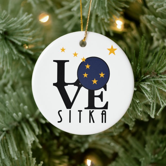 LOVE Sitka Alaska Ceramic Ornament (Tree)