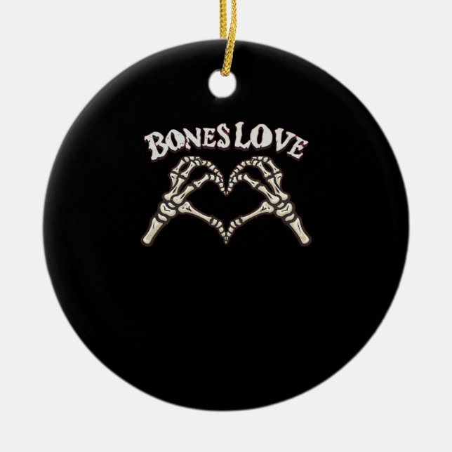 Love Skeleton Hand Classic Ceramic Ornament (Front)