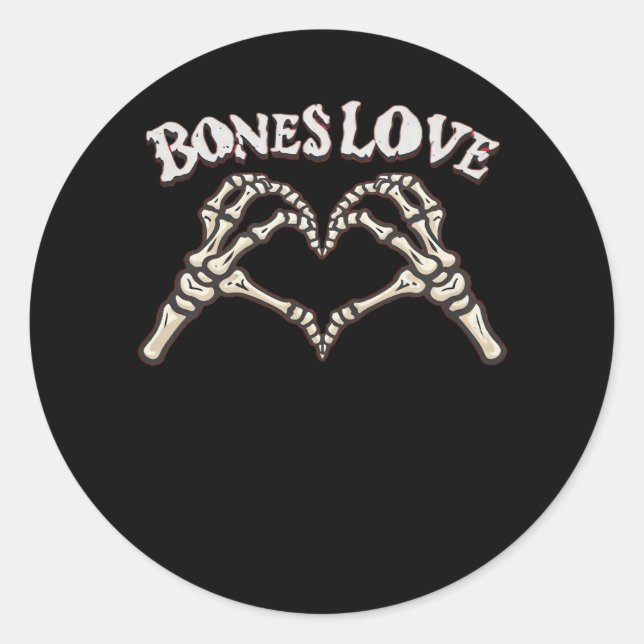Love Skeleton Hand Classic Round Sticker (Front)