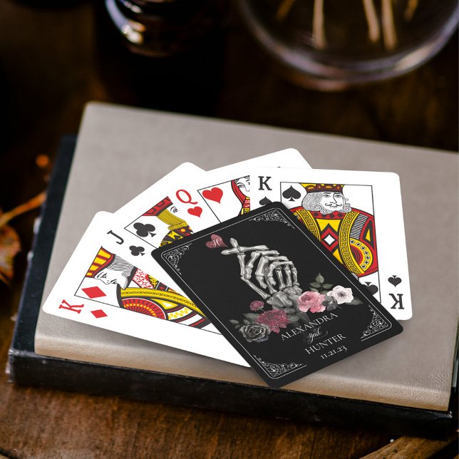 Love Skeleton Hand Gesture Halloween Black Wedding Playing Cards (Love Skeleton Hand Gesture Halloween Black Wedding Playing Cards)